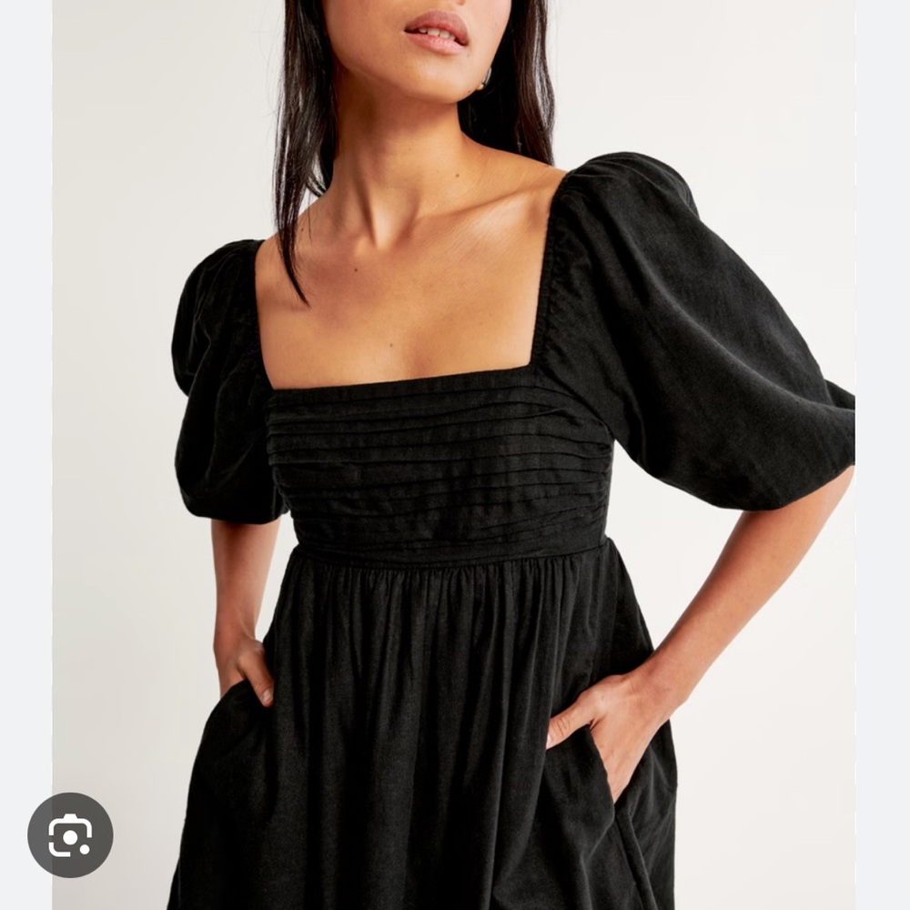 The A&F Emerson Linen-Blend Puff Sleeve Mini Dress
